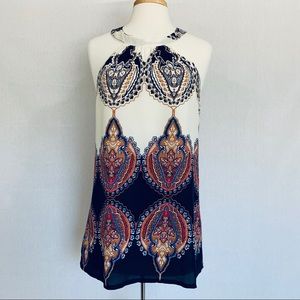 COPY - Paisley Print High Neck Halter Top w/ Tie Back